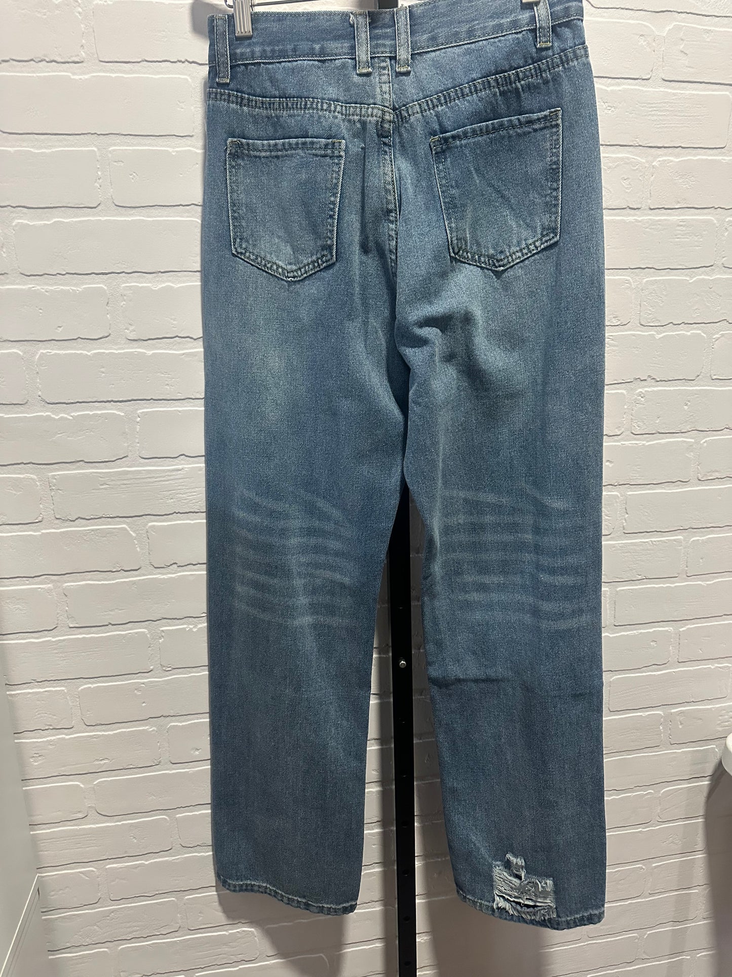 High Waisted Straight Leg Ripped Jeans