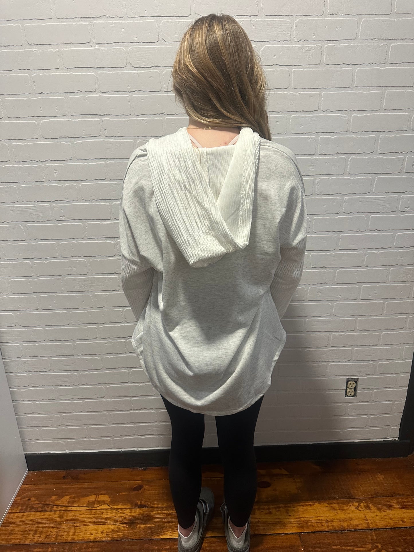 Colorblock Hoodie Sweatshirt with Button Detail