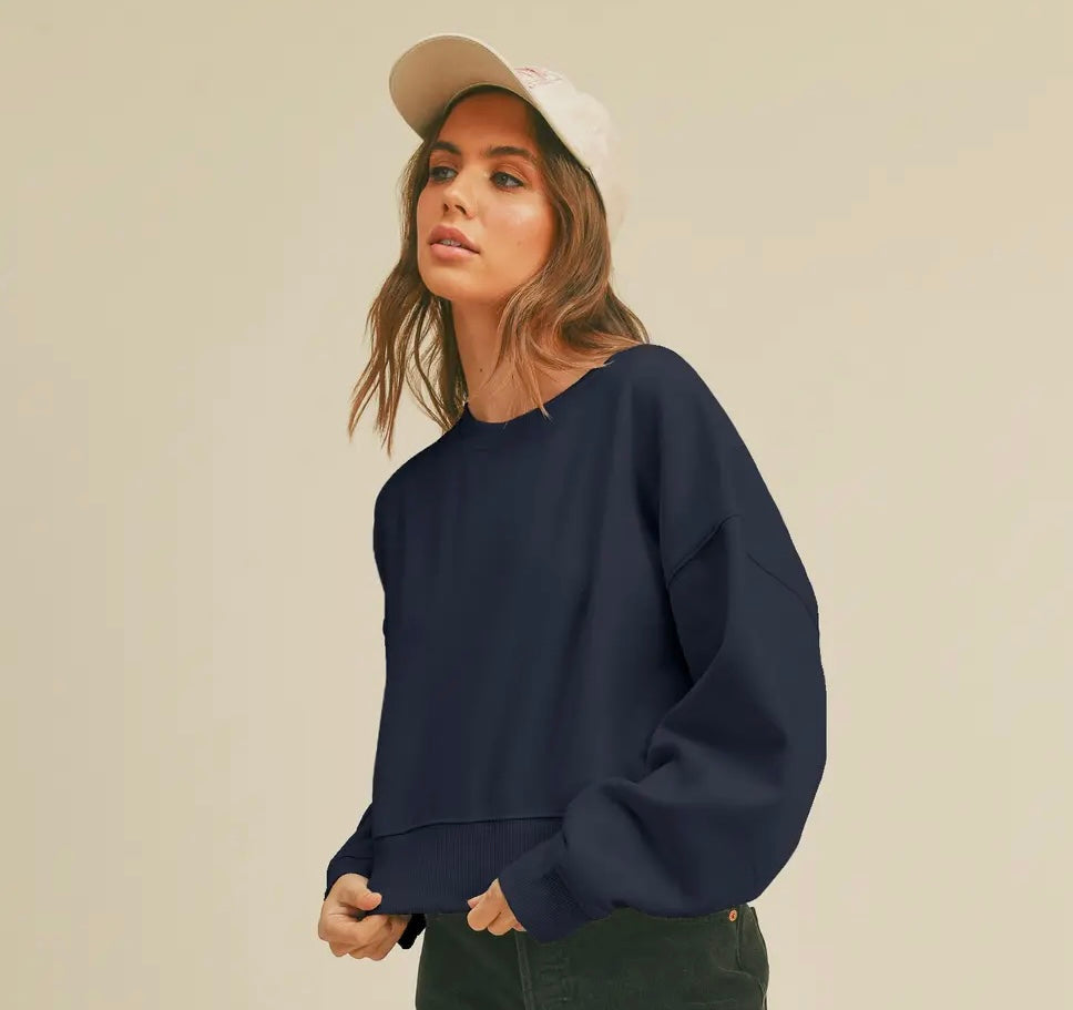 Cropped Long Sleeve Crewneck