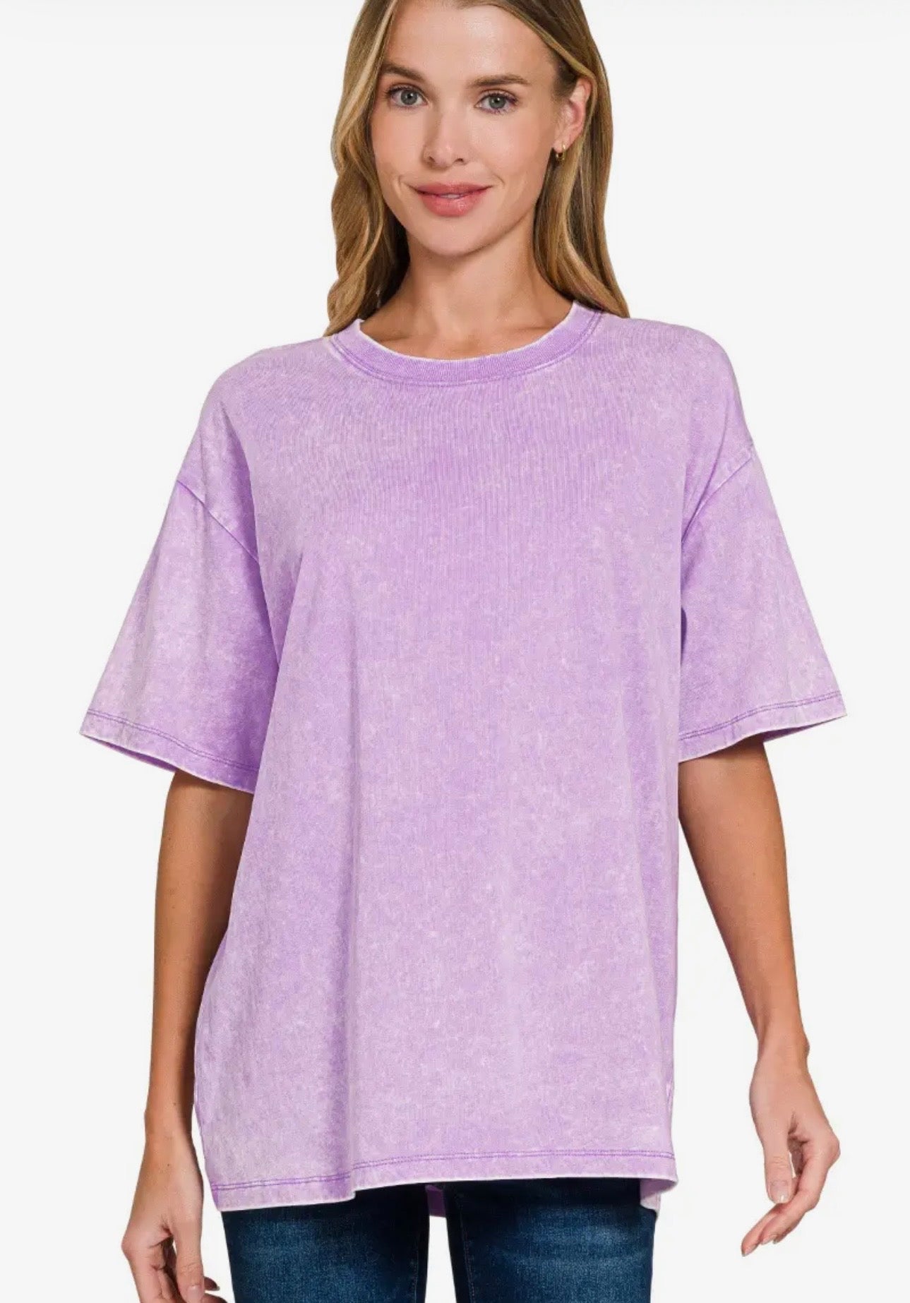 Acid Washed Short Sleeve Top