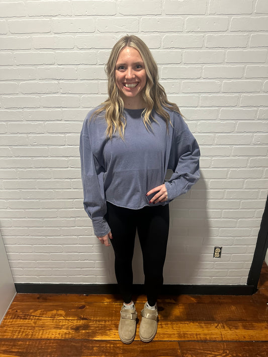 Washed Oversized Long Sleeve Top
