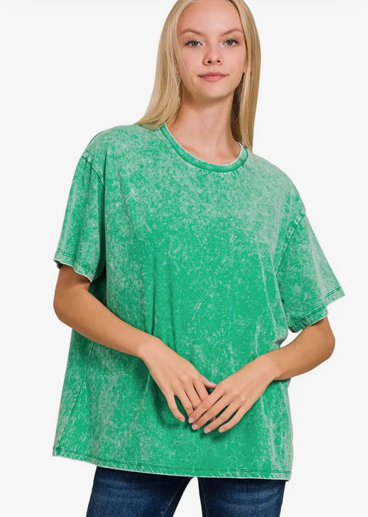 Acid Wash Short Sleeve Top