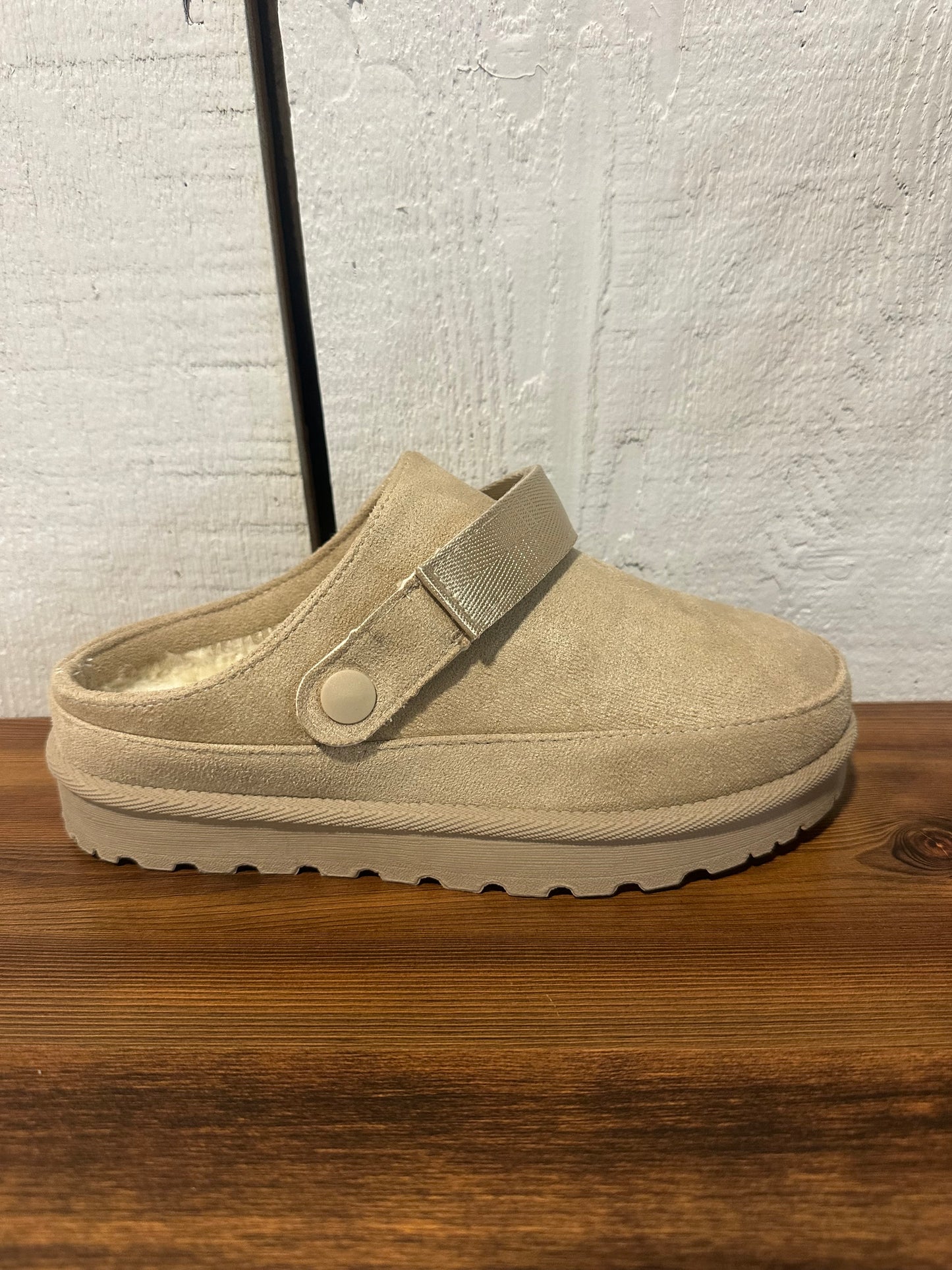 Faux Fur Lined Cozy Mule Slides