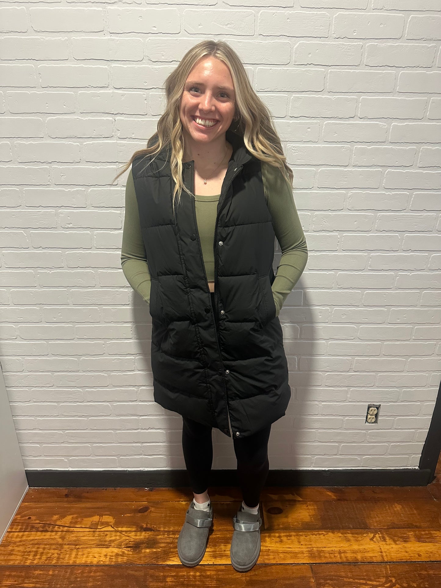 Hooded Long Quilted Puffer Vest