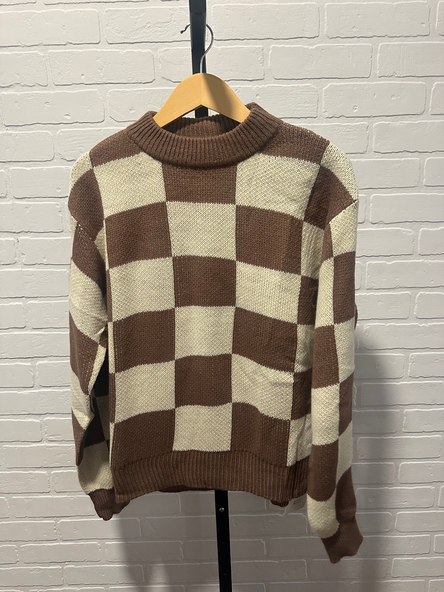 Contrast Plaid Pullover Knit Sweater