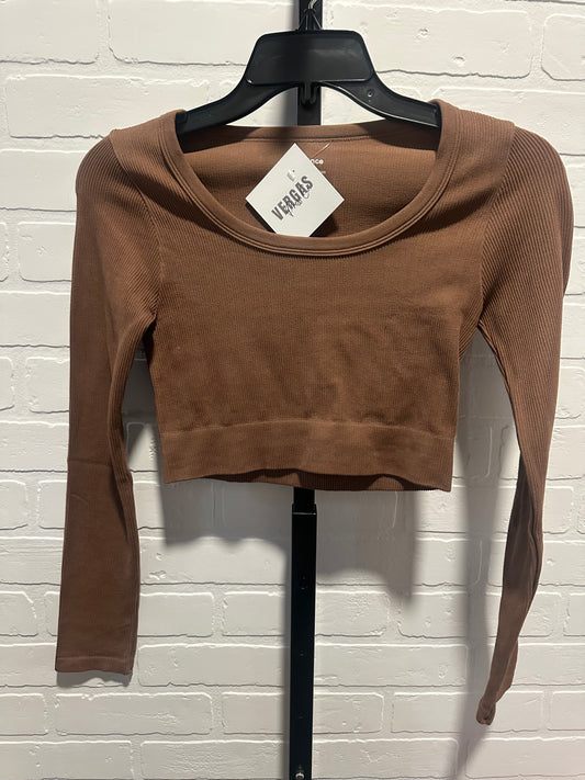 Ribbed Seamless Cropped Scoop Neck Long Sleeve