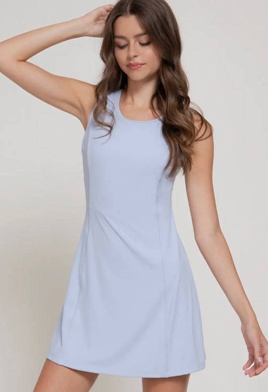 Workout Mini Dress with Shorts & Back Cut Out