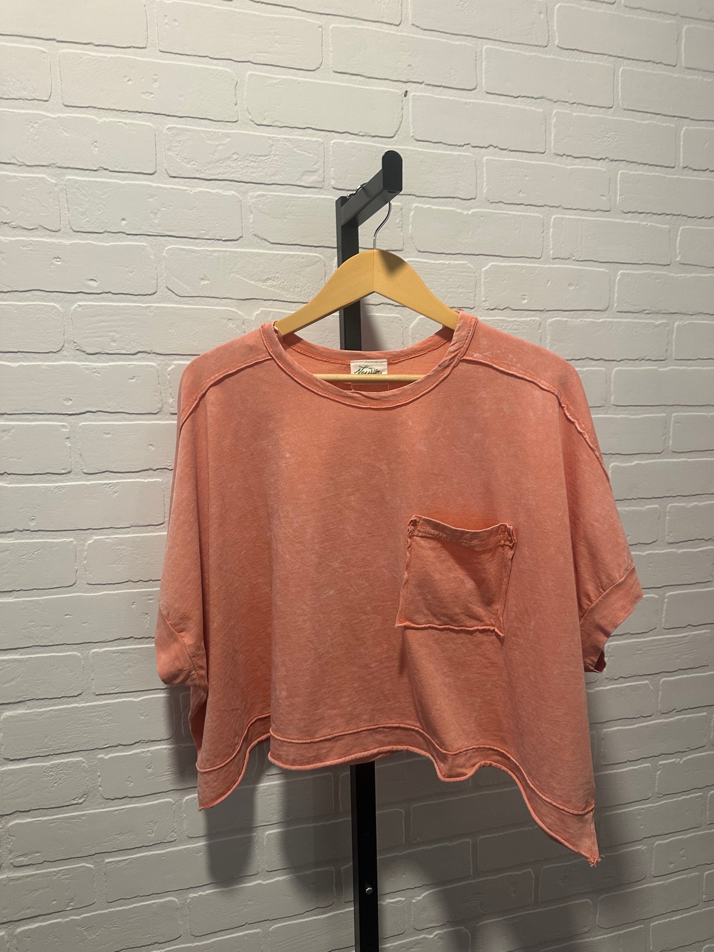Mineral Washed Oversized Crop Comfy Knit Top