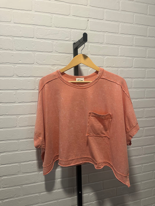 Mineral Washed Oversized Crop Comfy Knit Top