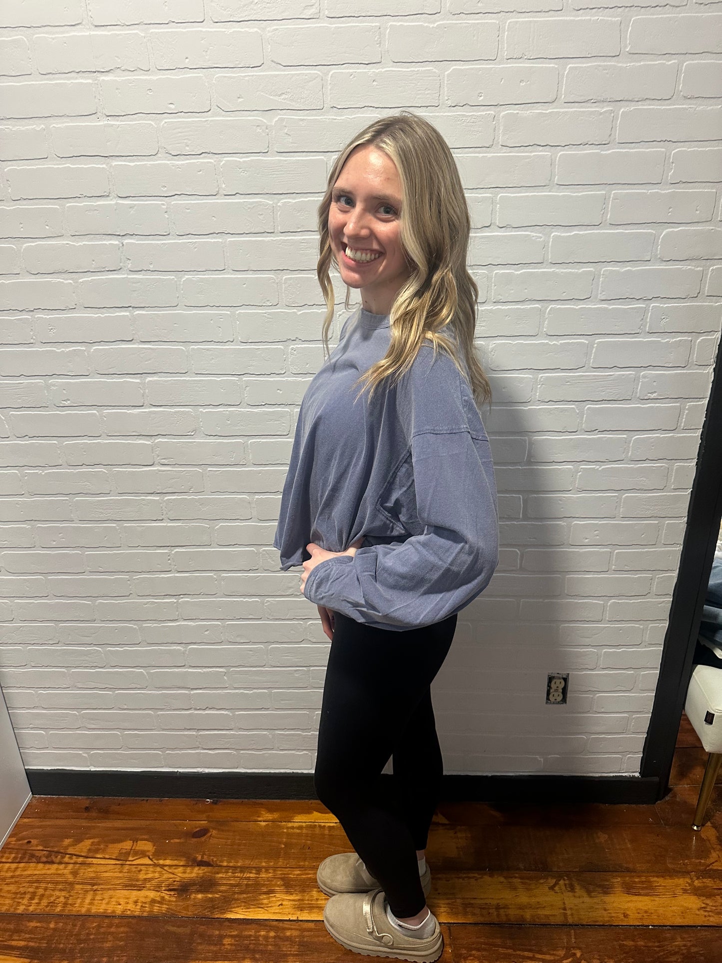 Washed Oversized Long Sleeve Top