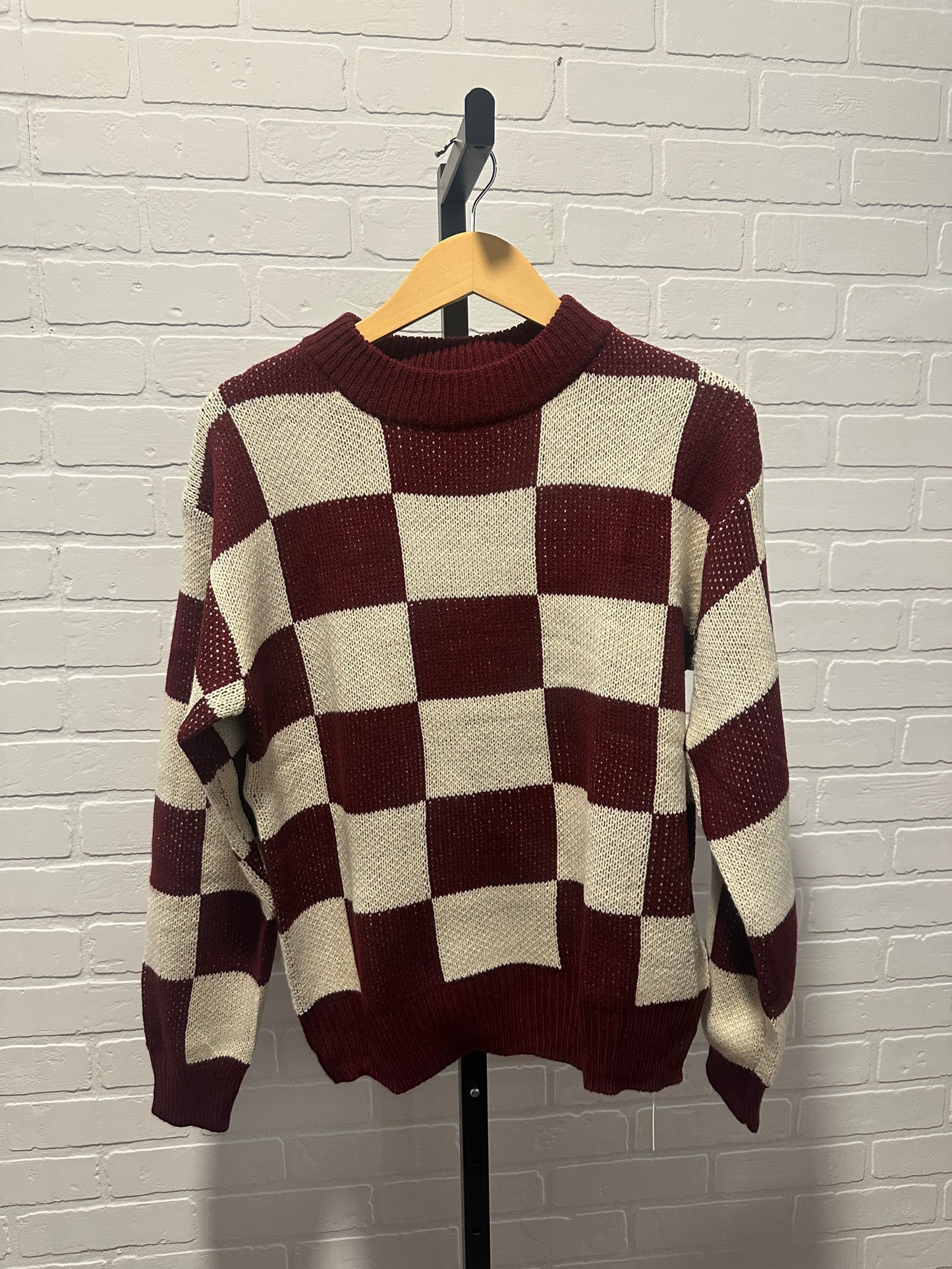 Contrast Plaid Pullover Knit Sweater