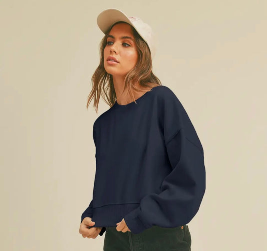 Cropped Long Sleeve Crewneck