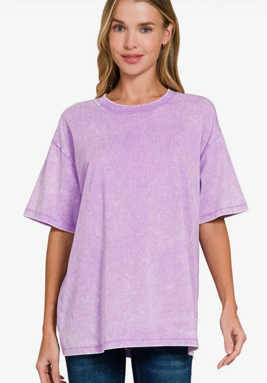 Acid Washed Short Sleeve Top