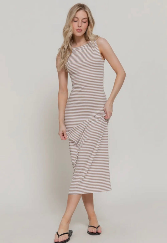 Stripe Knit Midi Dress